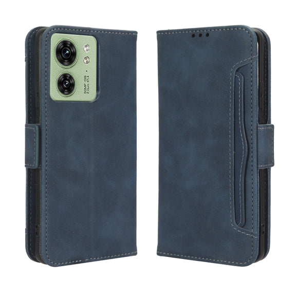 For Motorola Edge 40 Skin Feel Calf Texture Card Slots Leather Phone Case(Blue)