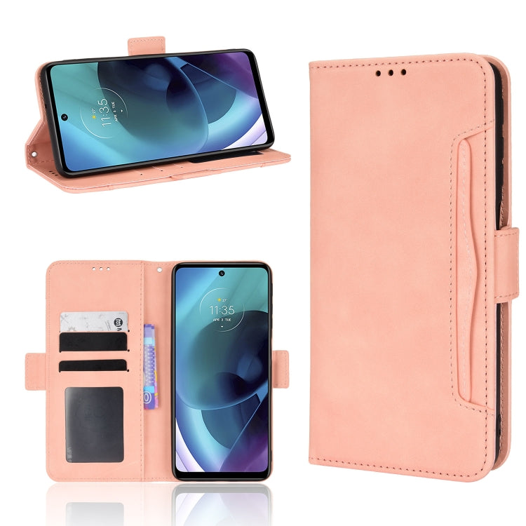 For Motorola Moto G52J 5G Skin Feel Calf Texture Card Slots Leather Phone Case(Pink) - Motorola Cases by PMC TechLife | Online Shopping South Africa | PMC TechLife | Buy Now Pay Later Mobicred
