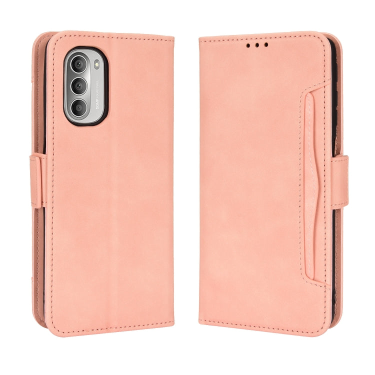 For Motorola Moto G52J 5G Skin Feel Calf Texture Card Slots Leather Phone Case(Pink) - Motorola Cases by PMC TechLife | Online Shopping South Africa | PMC TechLife | Buy Now Pay Later Mobicred