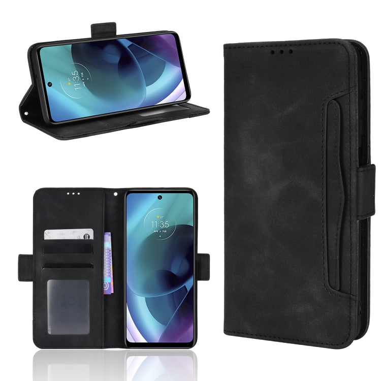 For Motorola Moto G52J 5G Skin Feel Calf Texture Card Slots Leather Phone Case(Black) - Motorola Cases by PMC TechLife | Online Shopping South Africa | PMC TechLife | Buy Now Pay Later Mobicred