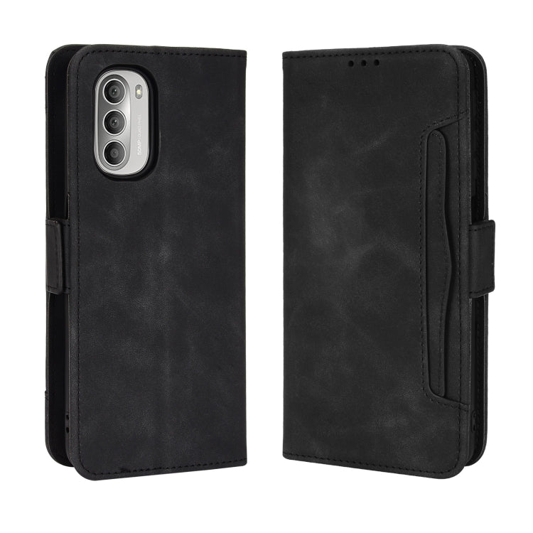 For Motorola Moto G52J 5G Skin Feel Calf Texture Card Slots Leather Phone Case(Black) - Motorola Cases by PMC TechLife | Online Shopping South Africa | PMC TechLife | Buy Now Pay Later Mobicred