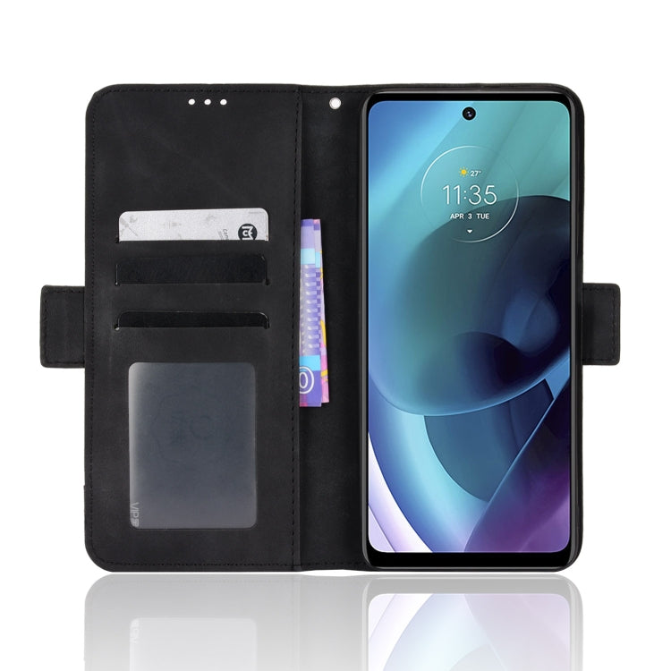 For Motorola Moto G52J 5G Skin Feel Calf Texture Card Slots Leather Phone Case(Black) - Motorola Cases by PMC TechLife | Online Shopping South Africa | PMC TechLife | Buy Now Pay Later Mobicred