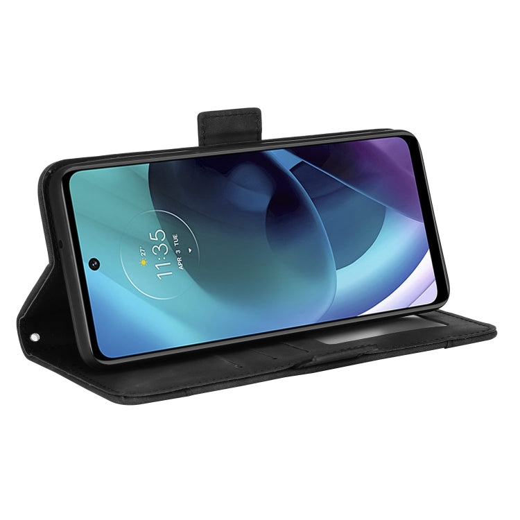 For Motorola Moto G52J 5G Skin Feel Calf Texture Card Slots Leather Phone Case(Black) - Motorola Cases by PMC TechLife | Online Shopping South Africa | PMC TechLife | Buy Now Pay Later Mobicred