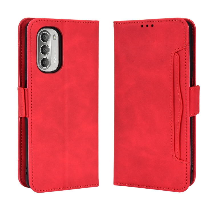 For Motorola Moto G52J 5G Skin Feel Calf Texture Card Slots Leather Phone Case(Red) - Motorola Cases by PMC TechLife | Online Shopping South Africa | PMC TechLife | Buy Now Pay Later Mobicred