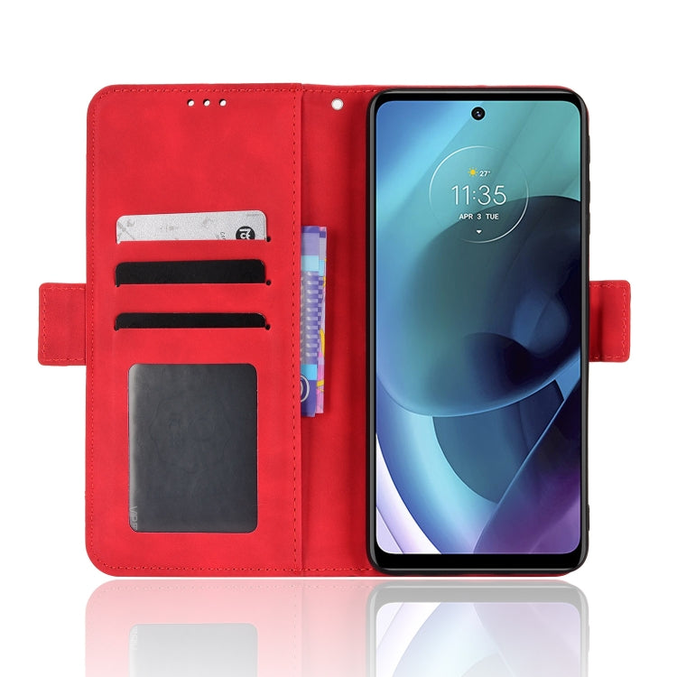 For Motorola Moto G52J 5G Skin Feel Calf Texture Card Slots Leather Phone Case(Red) - Motorola Cases by PMC TechLife | Online Shopping South Africa | PMC TechLife | Buy Now Pay Later Mobicred