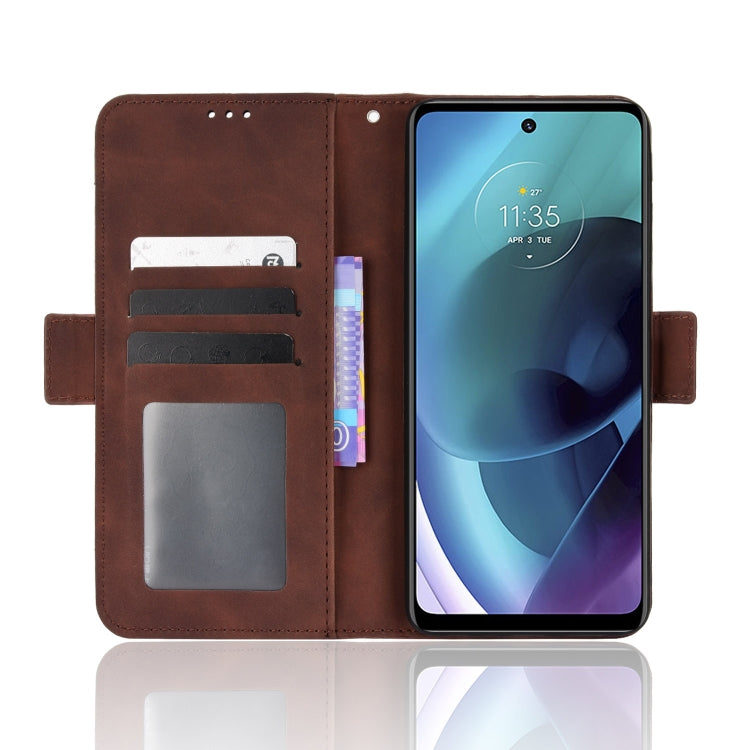 For Motorola Moto G52J 5G Skin Feel Calf Texture Card Slots Leather Phone Case(Brown) - Motorola Cases by PMC TechLife | Online Shopping South Africa | PMC TechLife | Buy Now Pay Later Mobicred