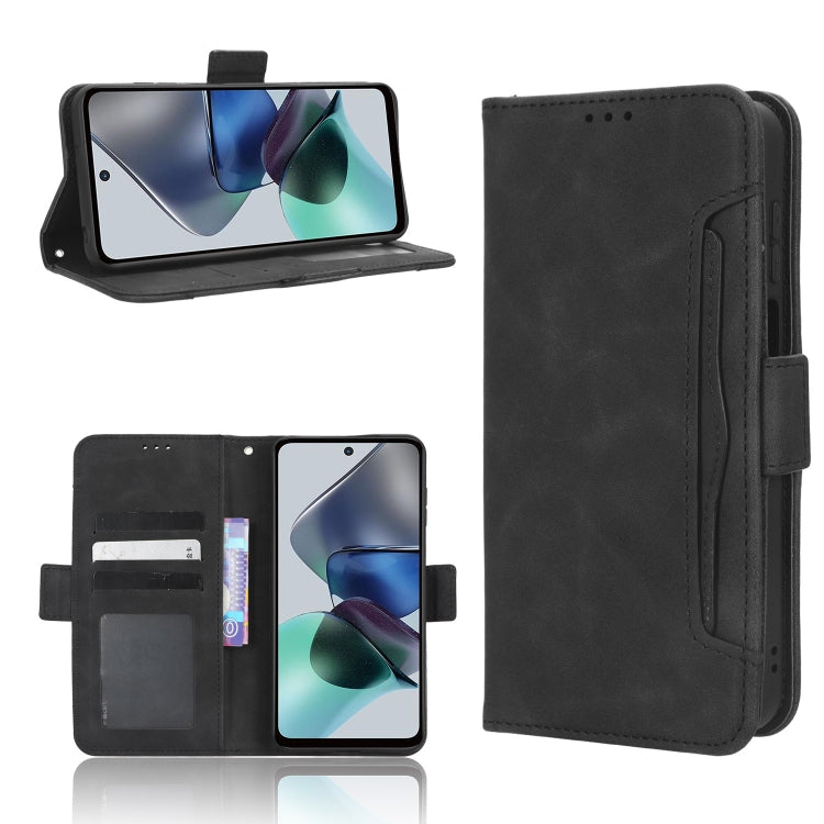 For Motorola Moto G53 / G13 Skin Feel Calf Texture Card Slots Leather Phone Case(Black) - Motorola Cases by PMC TechLife | Online Shopping South Africa | PMC TechLife | Buy Now Pay Later Mobicred