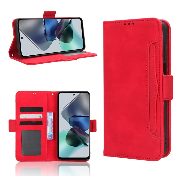 For Motorola Moto G53 / G13 Skin Feel Calf Texture Card Slots Leather Phone Case(Red) - Motorola Cases by PMC TechLife | Online Shopping South Africa | PMC TechLife | Buy Now Pay Later Mobicred