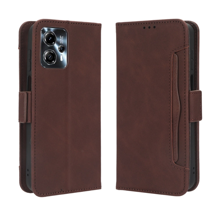 For Motorola Moto G53 / G13 Skin Feel Calf Texture Card Slots Leather Phone Case(Brown) - Motorola Cases by PMC TechLife | Online Shopping South Africa | PMC TechLife | Buy Now Pay Later Mobicred