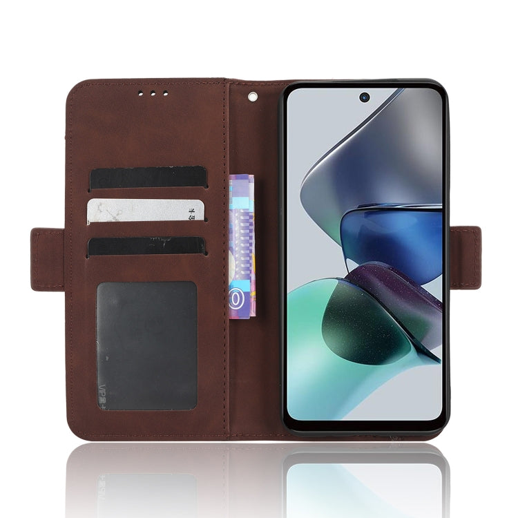 For Motorola Moto G53 / G13 Skin Feel Calf Texture Card Slots Leather Phone Case(Brown) - Motorola Cases by PMC TechLife | Online Shopping South Africa | PMC TechLife | Buy Now Pay Later Mobicred
