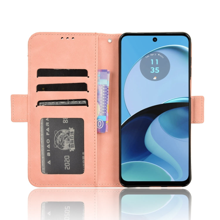 For Motorola Moto G14 4G Skin Feel Calf Texture Card Slots Leather Phone Case(Pink) - Motorola Cases by PMC TechLife | Online Shopping South Africa | PMC TechLife | Buy Now Pay Later Mobicred