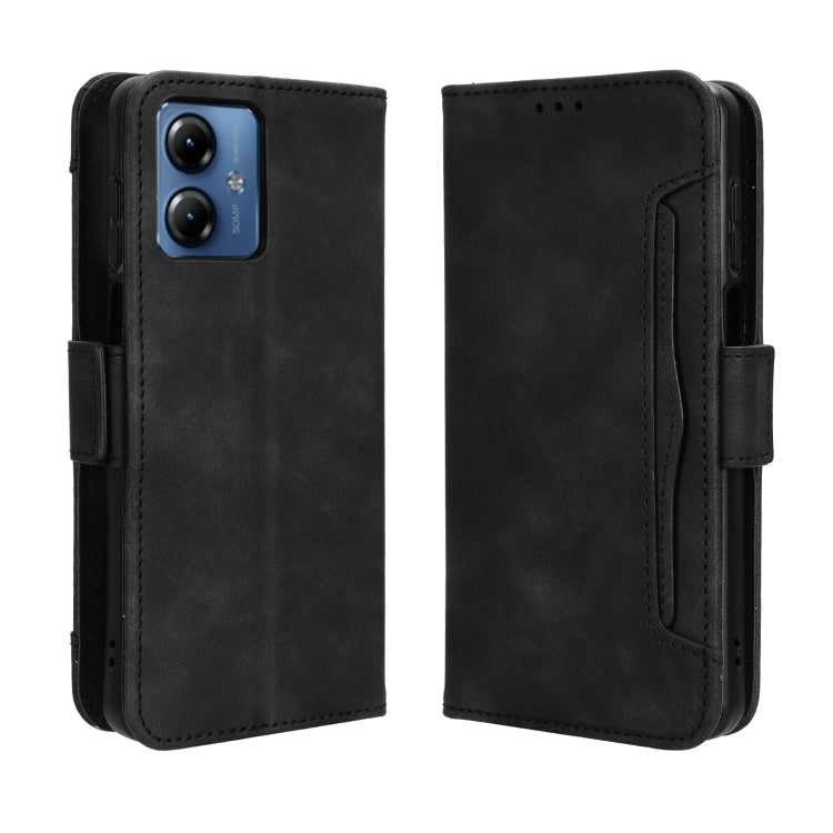 For Motorola Moto G14 4G Skin Feel Calf Texture Card Slots Leather Phone Case(Black)