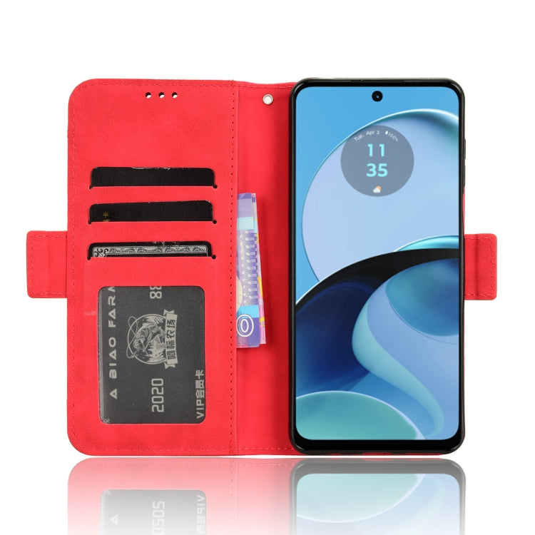 For Motorola Moto G14 4G Skin Feel Calf Texture Card Slots Leather Phone Case(Red)