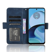 For Motorola Moto G14 4G Skin Feel Calf Texture Card Slots Leather Phone Case(Blue)