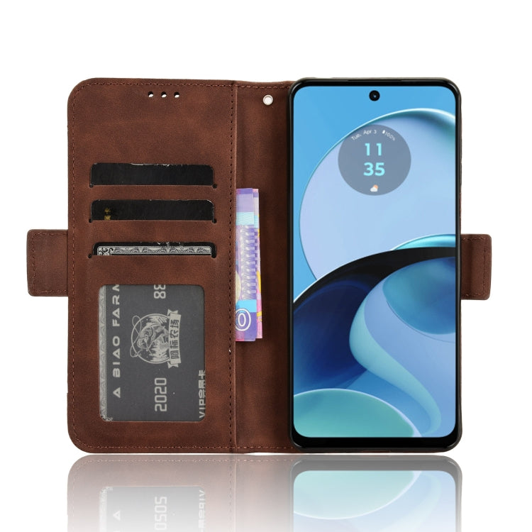 For Motorola Moto G14 4G Skin Feel Calf Texture Card Slots Leather Phone Case(Brown) - Motorola Cases by PMC TechLife | Online Shopping South Africa | PMC TechLife | Buy Now Pay Later Mobicred
