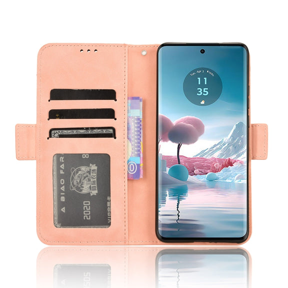 For Motorola Edge 40 Neo 5G Skin Feel Calf Texture Card Slots Leather Phone Case(Pink)