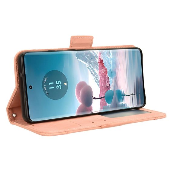 For Motorola Edge 40 Neo 5G Skin Feel Calf Texture Card Slots Leather Phone Case(Pink)