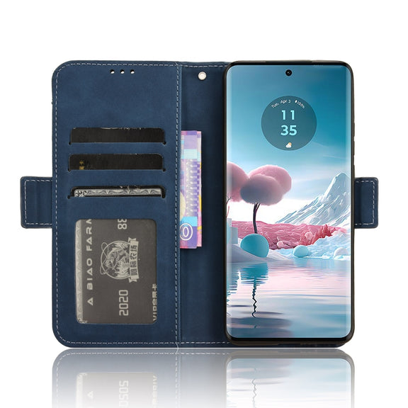 For Motorola Edge 40 Neo 5G Skin Feel Calf Texture Card Slots Leather Phone Case(Blue)