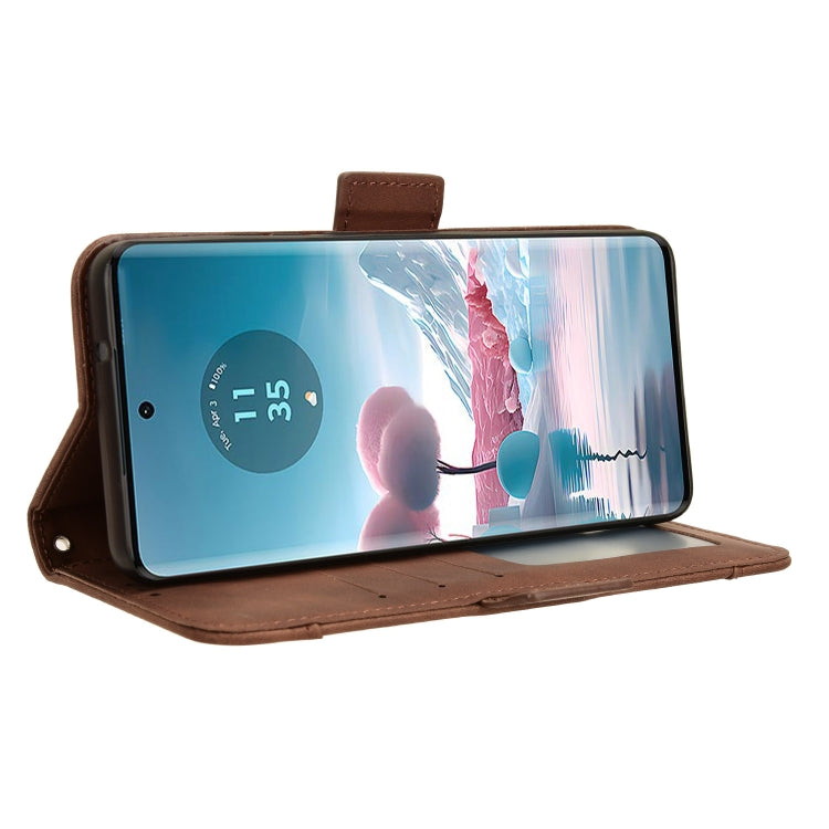 For Motorola Edge 40 Neo 5G Skin Feel Calf Texture Card Slots Leather Phone Case(Brown) - Motorola Cases by PMC TechLife | Online Shopping South Africa | PMC TechLife | Buy Now Pay Later Mobicred