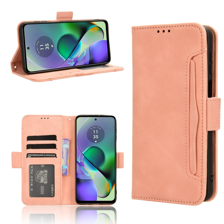 For Motorola Moto G54 5G Skin Feel Calf Texture Card Slots Leather Phone Case(Pink) - Motorola Cases by PMC TechLife | Online Shopping South Africa | PMC TechLife | Buy Now Pay Later Mobicred