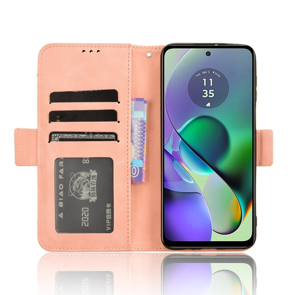 For Motorola Moto G54 5G Skin Feel Calf Texture Card Slots Leather Phone Case(Pink)