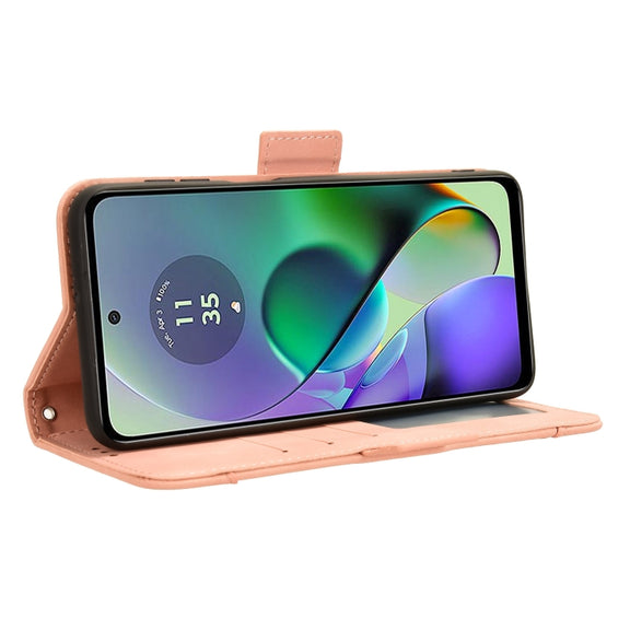 For Motorola Moto G54 5G Skin Feel Calf Texture Card Slots Leather Phone Case(Pink)