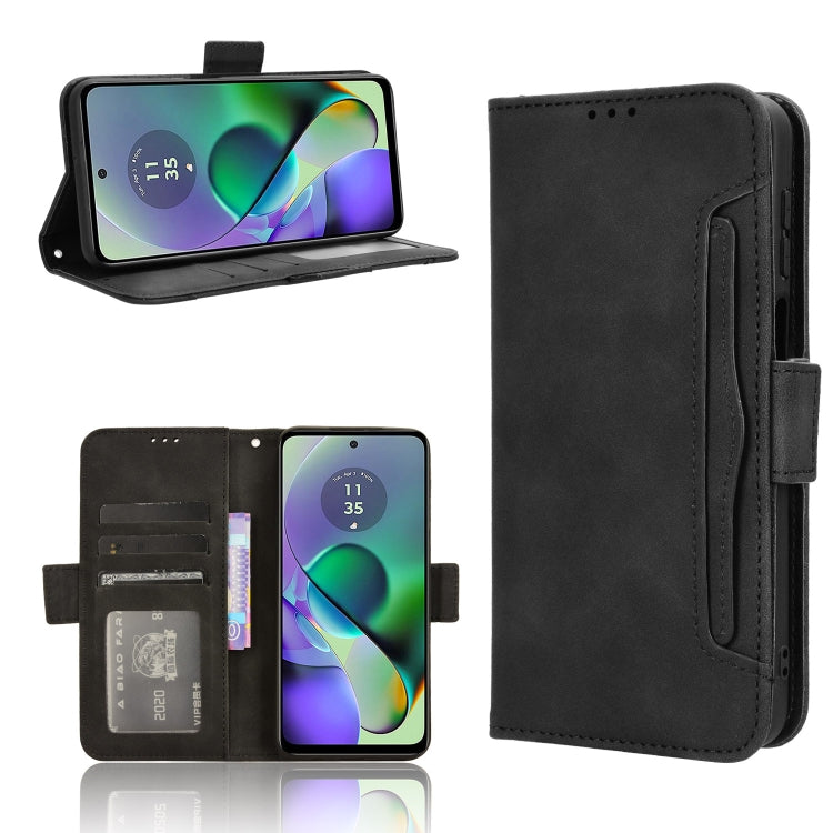 For Motorola Moto G54 5G Skin Feel Calf Texture Card Slots Leather Phone Case(Black) - Motorola Cases by PMC TechLife | Online Shopping South Africa | PMC TechLife | Buy Now Pay Later Mobicred