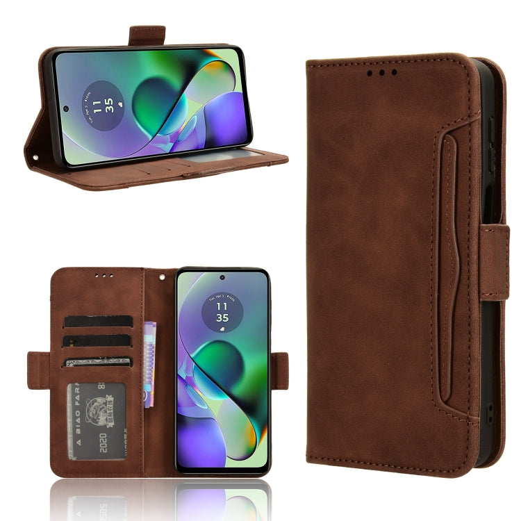 For Motorola Moto G54 5G Skin Feel Calf Texture Card Slots Leather Phone Case(Brown) - Motorola Cases by PMC TechLife | Online Shopping South Africa | PMC TechLife | Buy Now Pay Later Mobicred