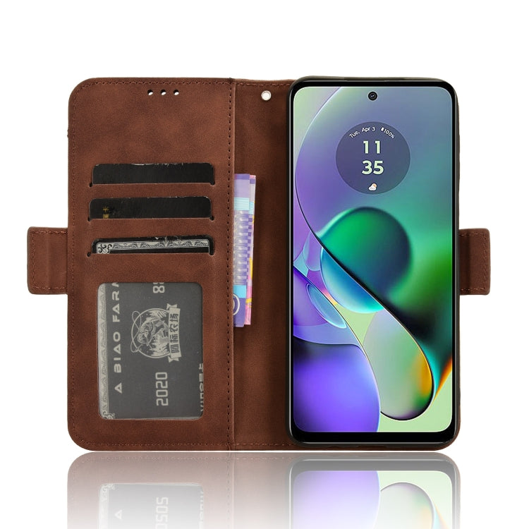 For Motorola Moto G54 5G Skin Feel Calf Texture Card Slots Leather Phone Case(Brown) - Motorola Cases by PMC TechLife | Online Shopping South Africa | PMC TechLife | Buy Now Pay Later Mobicred