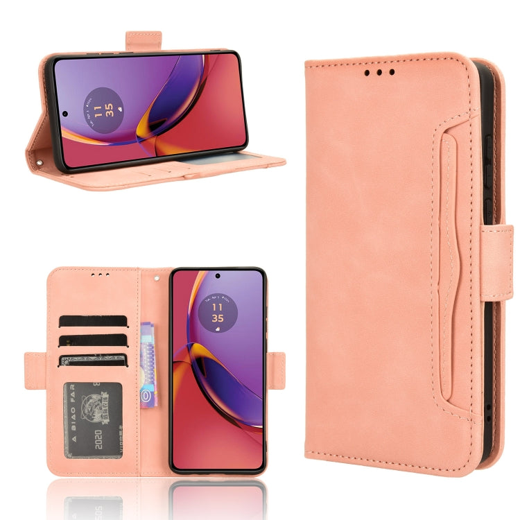 For Motorola Moto G84 5G Skin Feel Calf Texture Card Slots Leather Phone Case(Pink) - Motorola Cases by PMC TechLife | Online Shopping South Africa | PMC TechLife | Buy Now Pay Later Mobicred