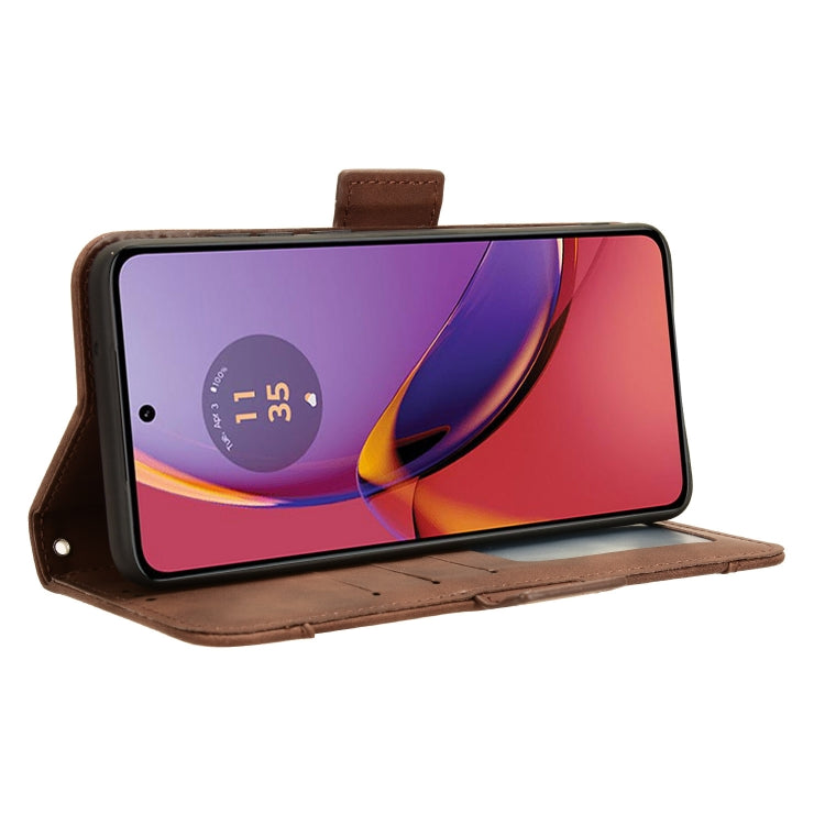 For Motorola Moto G84 5G Skin Feel Calf Texture Card Slots Leather Phone Case(Brown) - Motorola Cases by PMC TechLife | Online Shopping South Africa | PMC TechLife | Buy Now Pay Later Mobicred