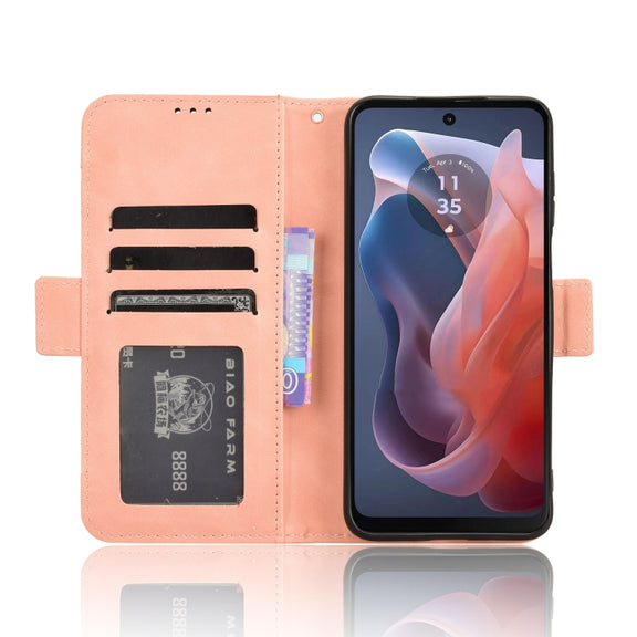 For Motorola Moto G Play 4G 2024 Skin Feel Calf Texture Card Slots Leather Phone Case(Pink)