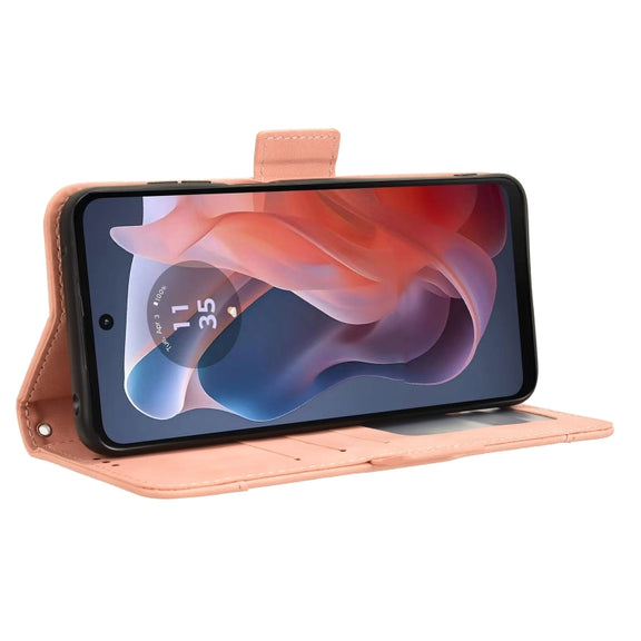 For Motorola Moto G Play 4G 2024 Skin Feel Calf Texture Card Slots Leather Phone Case(Pink)