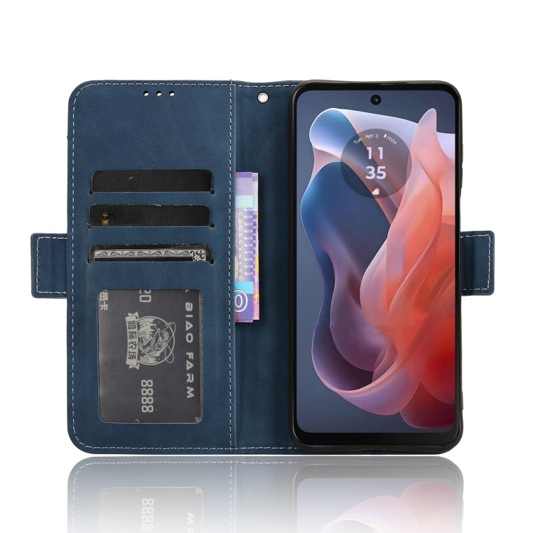 For Motorola Moto G Play 4G 2024 Skin Feel Calf Texture Card Slots Leather Phone Case(Blue) - Motorola Cases by PMC TechLife | Online Shopping South Africa | PMC TechLife | Buy Now Pay Later Mobicred