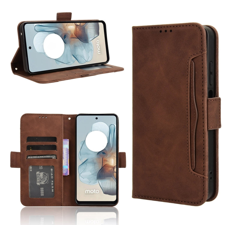 For Motorola Moto G Power 5G 2024 Skin Feel Calf Texture Card Slots Leather Phone Case(Brown) - Motorola Cases by PMC TechLife | Online Shopping South Africa | PMC TechLife | Buy Now Pay Later Mobicred