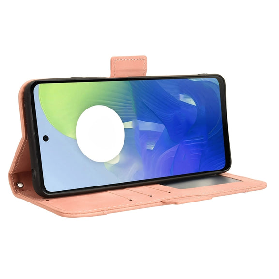 For Motorola Moto G04 / G24 Skin Feel Calf Texture Card Slots Leather Phone Case(Pink)