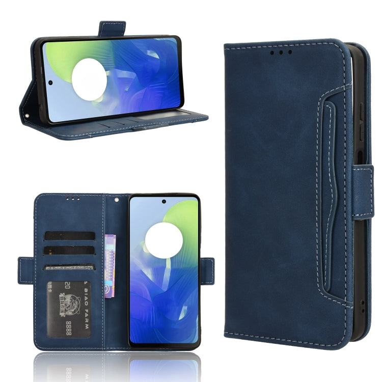 For Motorola Moto G04 / G24 Skin Feel Calf Texture Card Slots Leather Phone Case(Blue) - Motorola Cases by PMC TechLife | Online Shopping South Africa | PMC TechLife | Buy Now Pay Later Mobicred