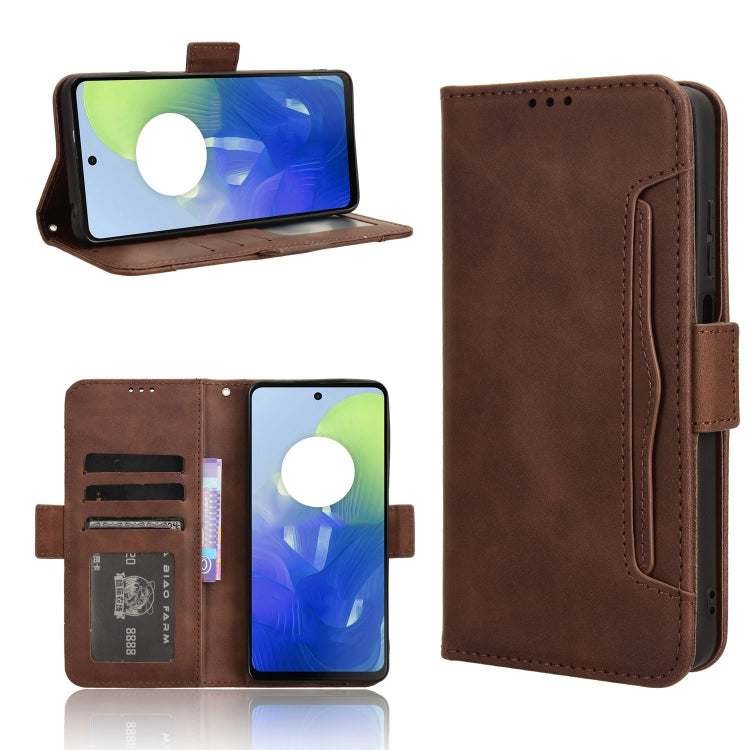 For Motorola Moto G04 / G24 Skin Feel Calf Texture Card Slots Leather Phone Case(Brown) - Motorola Cases by PMC TechLife | Online Shopping South Africa | PMC TechLife | Buy Now Pay Later Mobicred