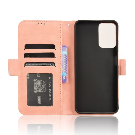 For Motorola Moto G34 5G Skin Feel Calf Texture Card Slots Leather Phone Case(Pink)