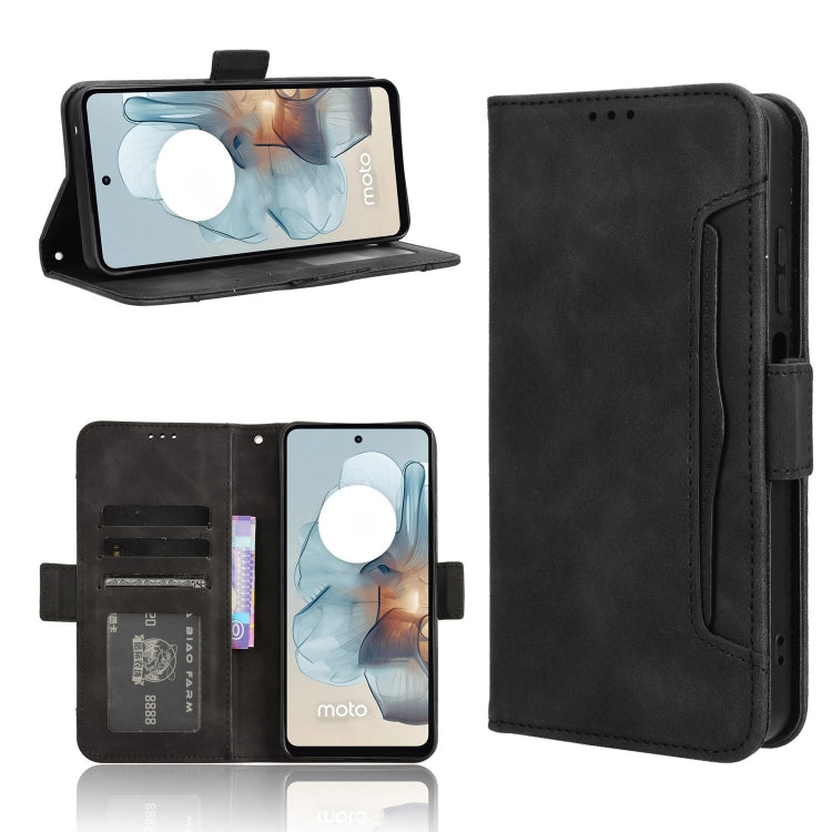 For Motorola Moto G34 5G Skin Feel Calf Texture Card Slots Leather Phone Case(Black) - Motorola Cases by PMC TechLife | Online Shopping South Africa | PMC TechLife | Buy Now Pay Later Mobicred