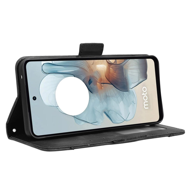 For Motorola Moto G34 5G Skin Feel Calf Texture Card Slots Leather Phone Case(Black) - Motorola Cases by PMC TechLife | Online Shopping South Africa | PMC TechLife | Buy Now Pay Later Mobicred
