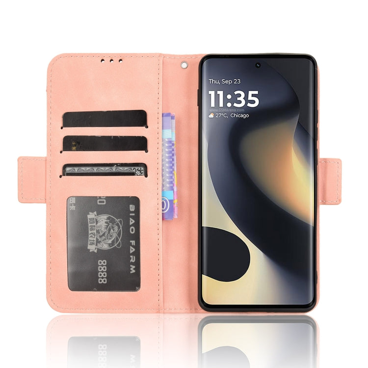 For Motorola Edge 2024 5G Skin Feel Calf Texture Card Slots Leather Phone Case(Pink)