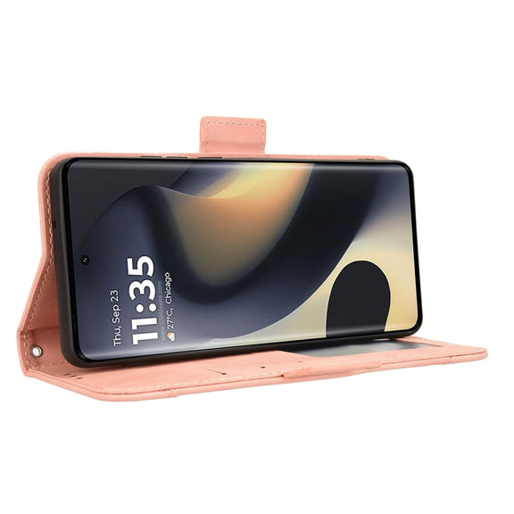 For Motorola Edge 2024 5G Skin Feel Calf Texture Card Slots Leather Phone Case(Pink)