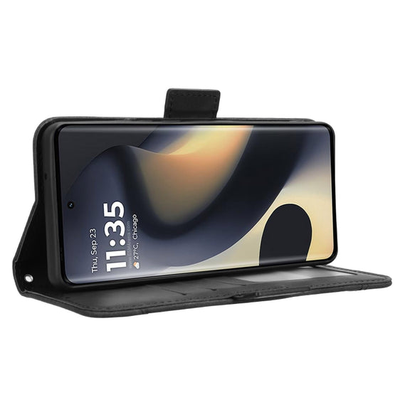 For Motorola Edge 2024 5G Skin Feel Calf Texture Card Slots Leather Phone Case(Black)