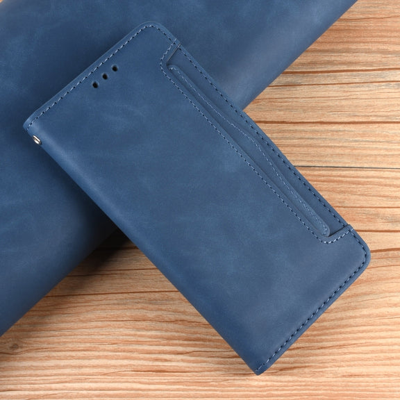 For Motorola Edge 2024 5G Skin Feel Calf Texture Card Slots Leather Phone Case(Blue)