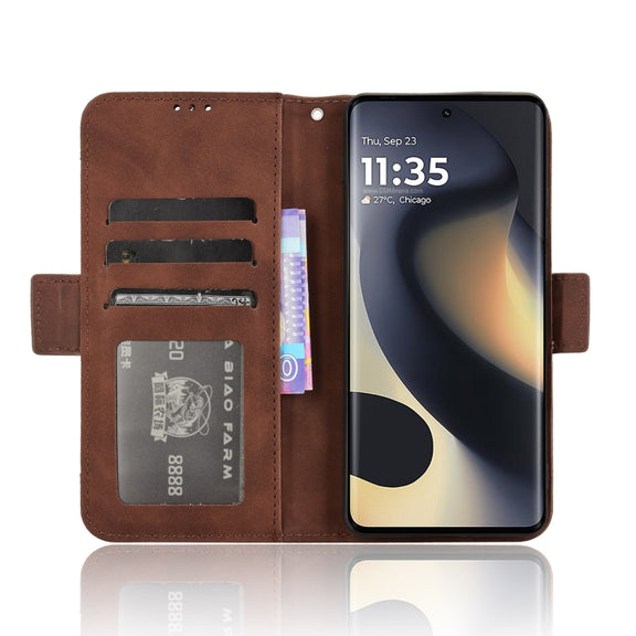 For Motorola Edge 2024 5G Skin Feel Calf Texture Card Slots Leather Phone Case(Brown)