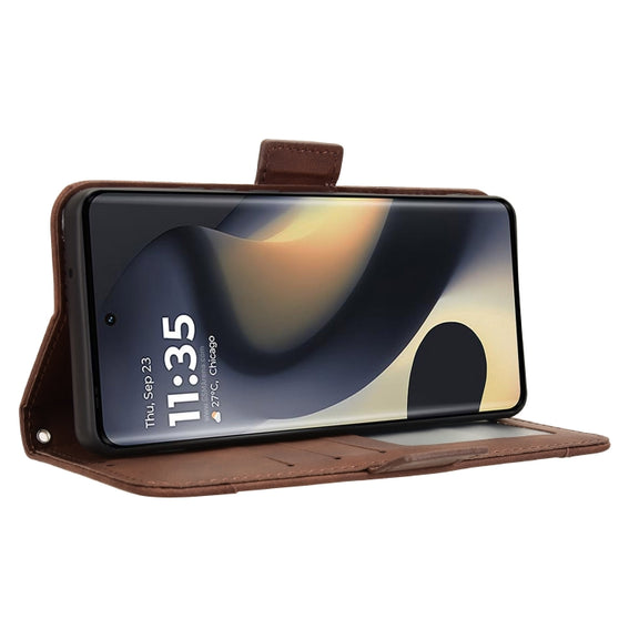 For Motorola Edge 2024 5G Skin Feel Calf Texture Card Slots Leather Phone Case(Brown)