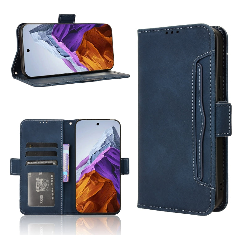 For Google Pixel 9 Pro Skin Feel Calf Texture Card Slots Leather Phone Case(Blue) - Google Cases by PMC TechLife | Online Shopping South Africa | PMC TechLife | Buy Now Pay Later Mobicred