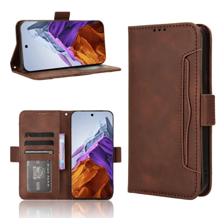 For Google Pixel 9 Skin Feel Calf Texture Card Slots Leather Phone Case(Brown) - Google Cases by PMC TechLife | Online Shopping South Africa | PMC TechLife | Buy Now Pay Later Mobicred