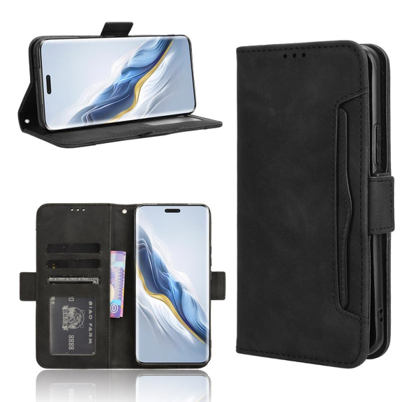 For Honor Magic6 Pro Skin Feel Calf Texture Card Slots Leather Phone Case(Black)